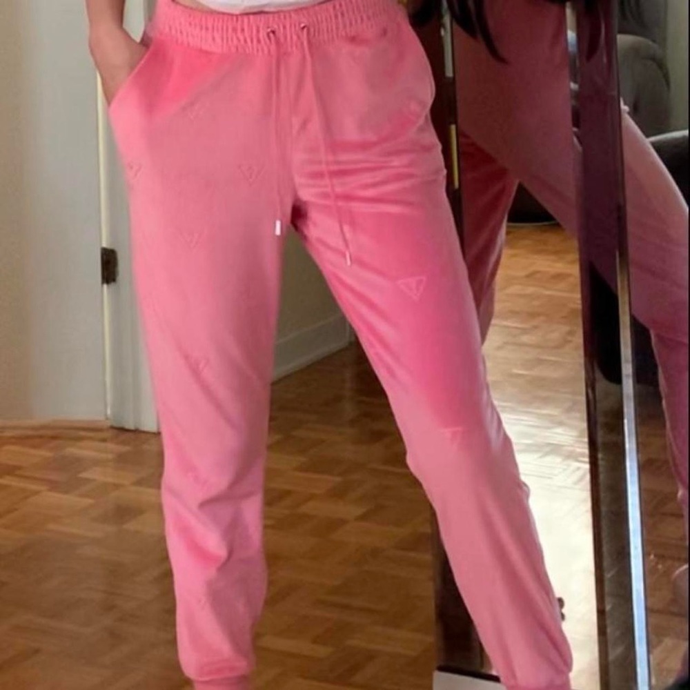 Pink velvet Guess joggers